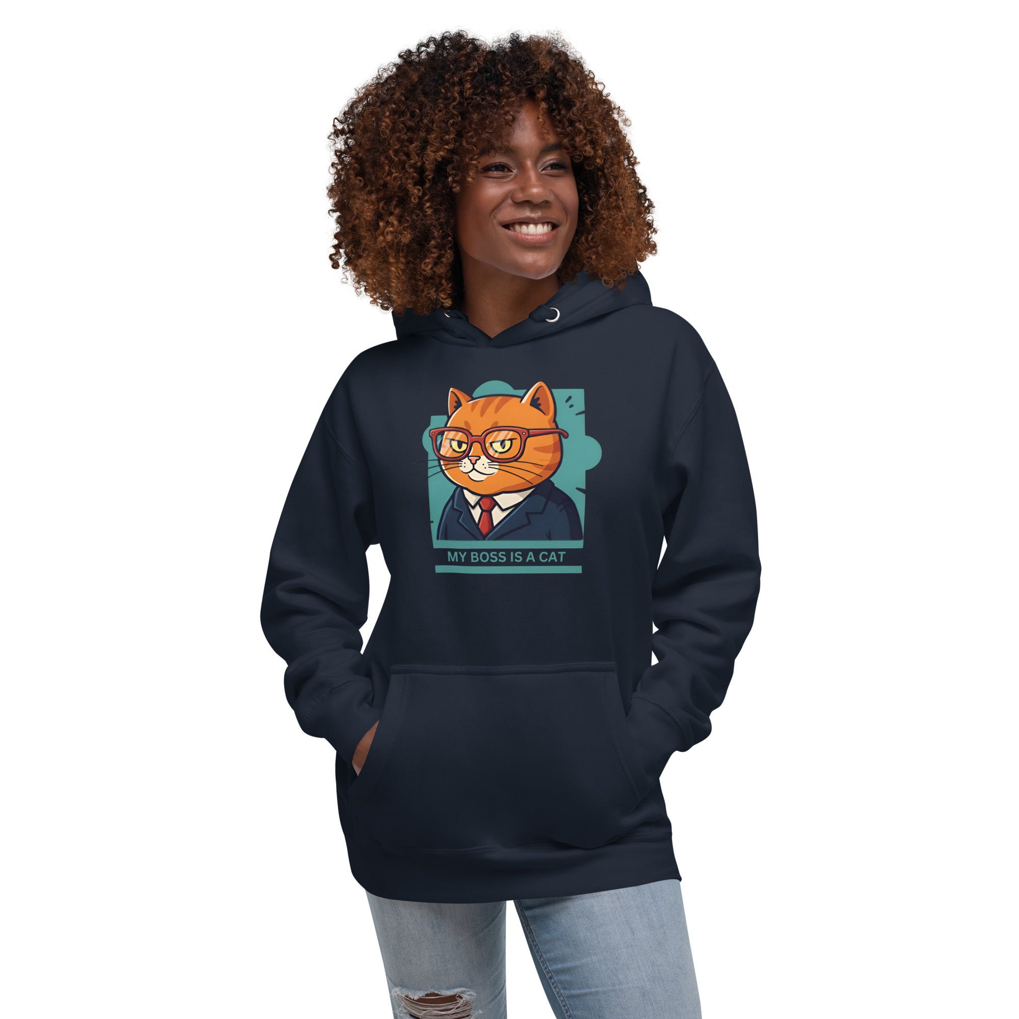 My Boss is a Cat Hoodie | Funny Cat Hoodie – Midnight Zoomies