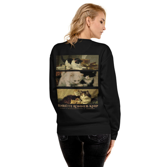 Woman wearing a black Ronner-Knip Cat Graphic Sweatshirt.